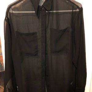 Sheer black long sleeved blouse
